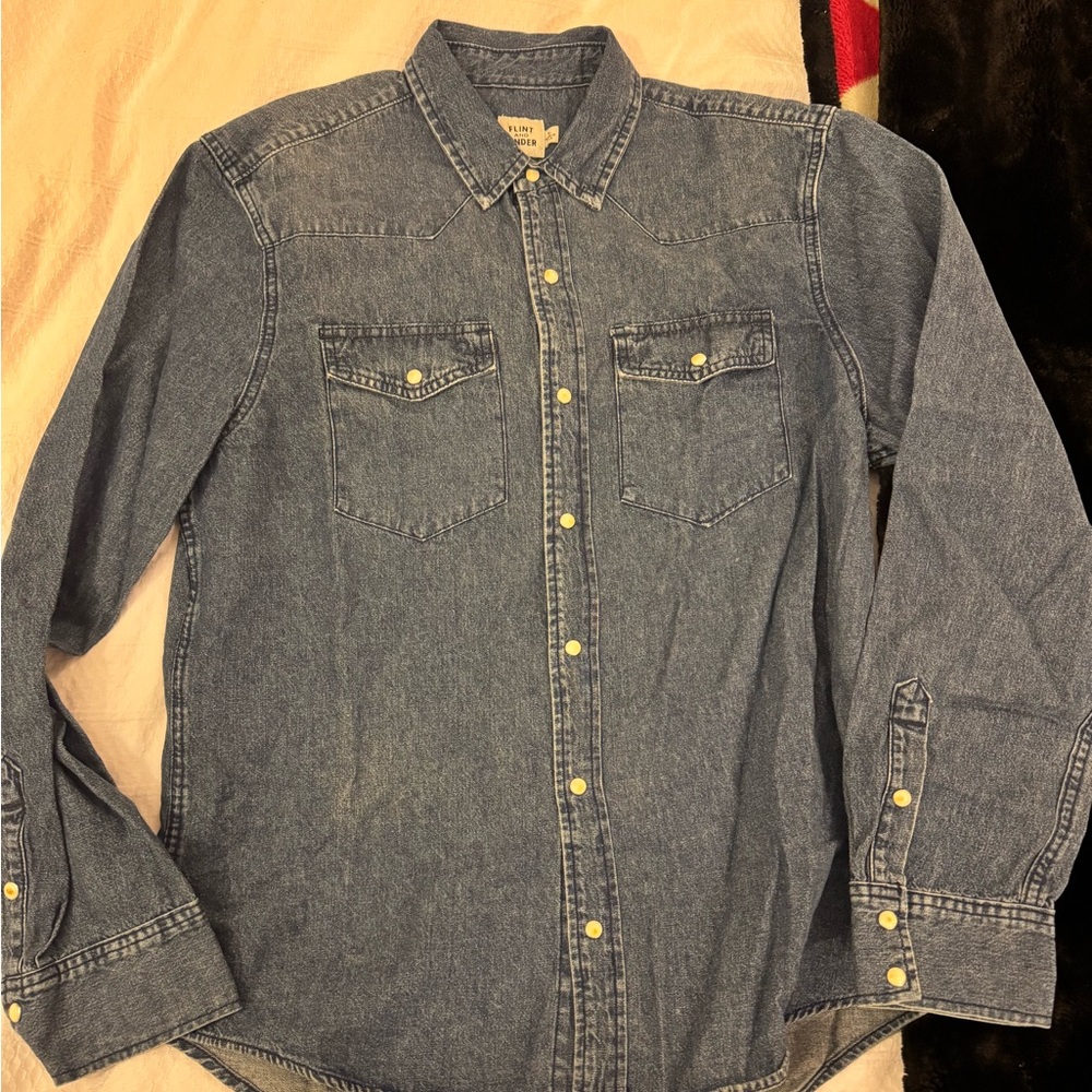 Flint and tinder bone button shirt size L